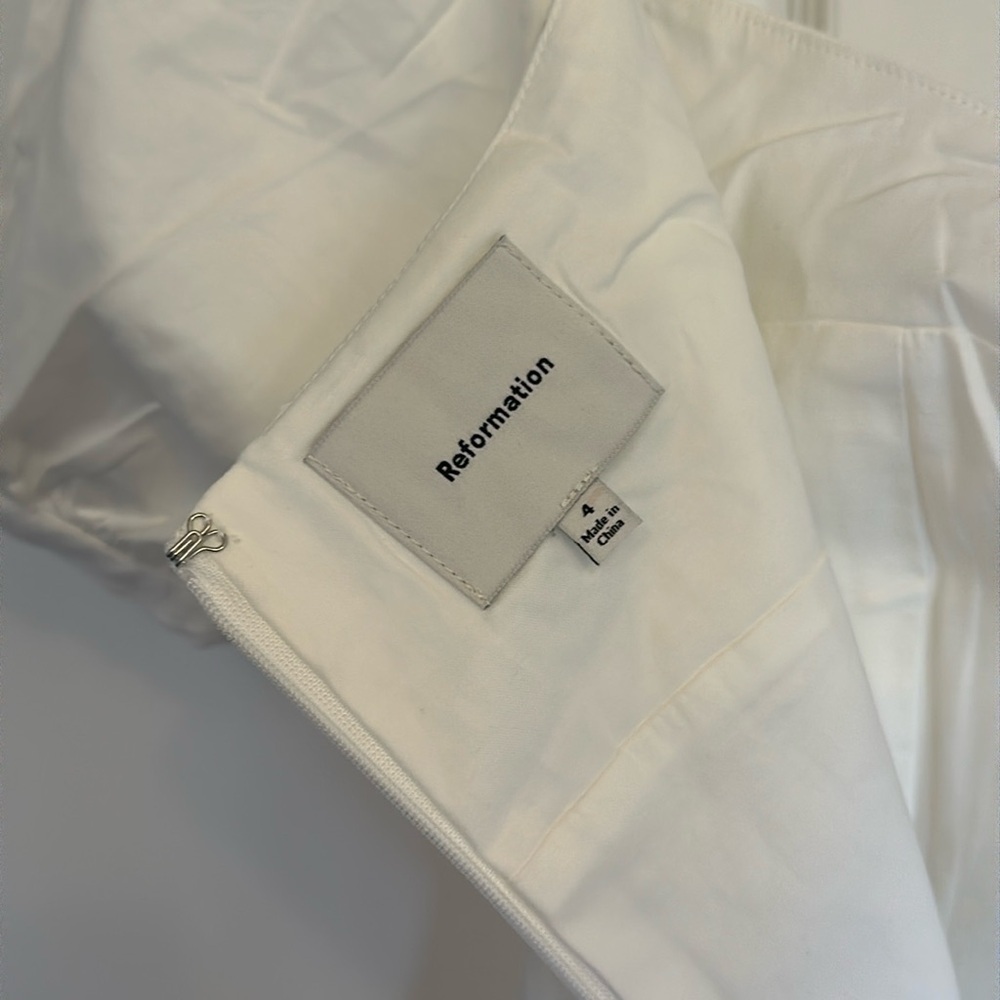 NEW Reformation Calie Mini Short Sleeve Dress Stretch Cotton White | size 4 - Picture 8 of 11